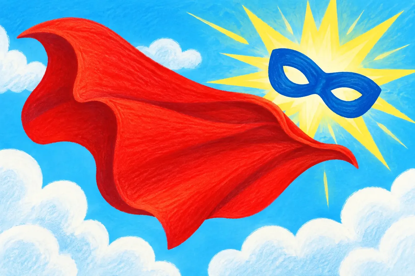 Decorative illustrated scene for the Superheroes coloring theme